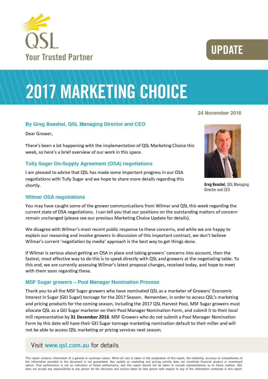 thumbnail of QSL Marketing Choice Update – 24 November 2016
