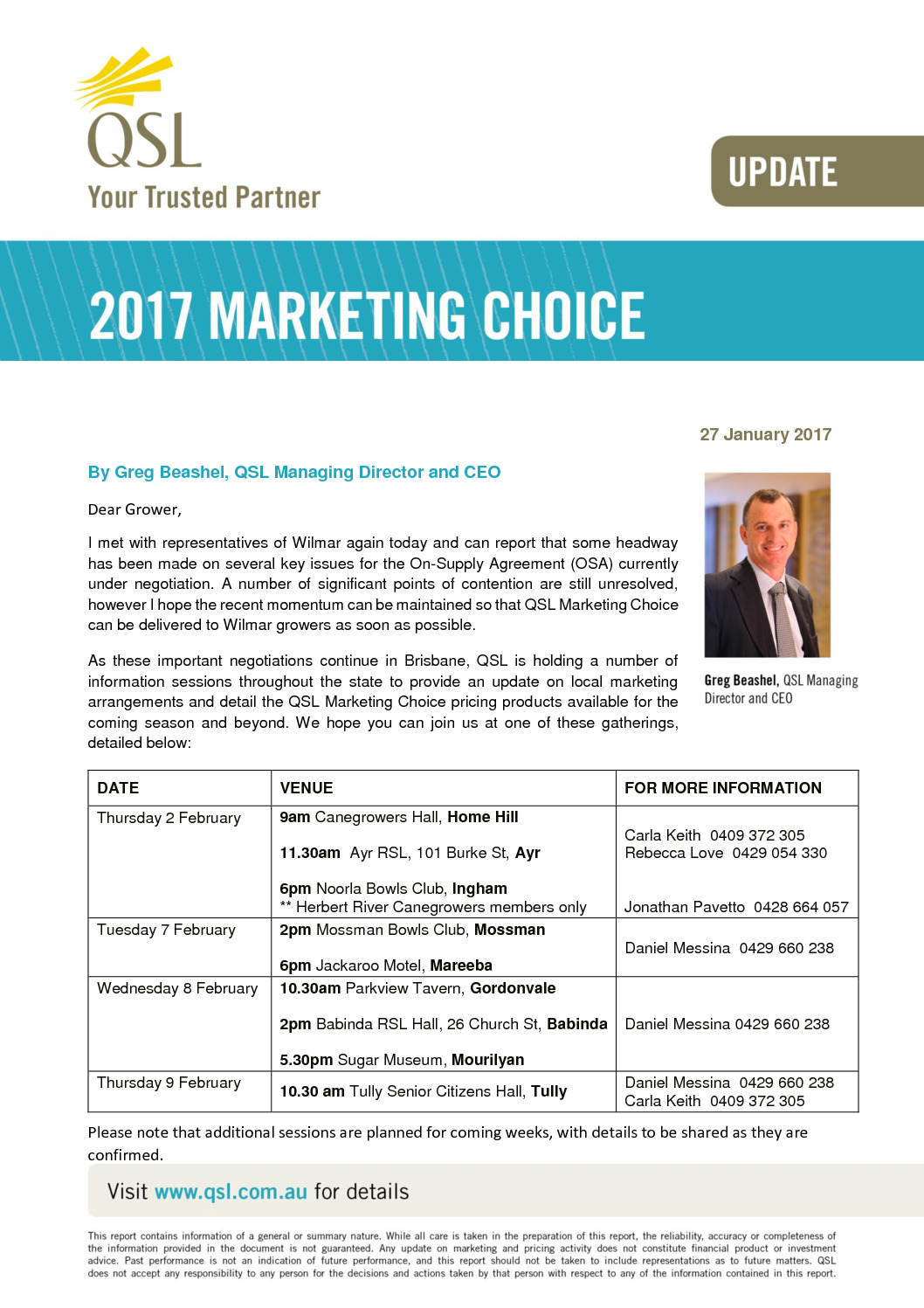 thumbnail of Marketing Choice Update – 27 January 2017