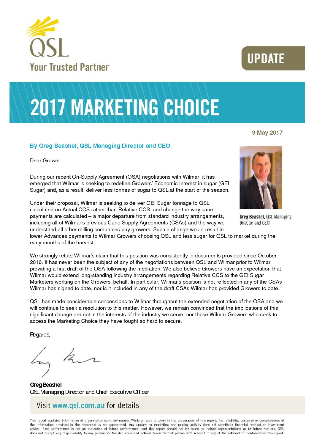 thumbnail of QSL Marketing Choice Update – 9 May 2017