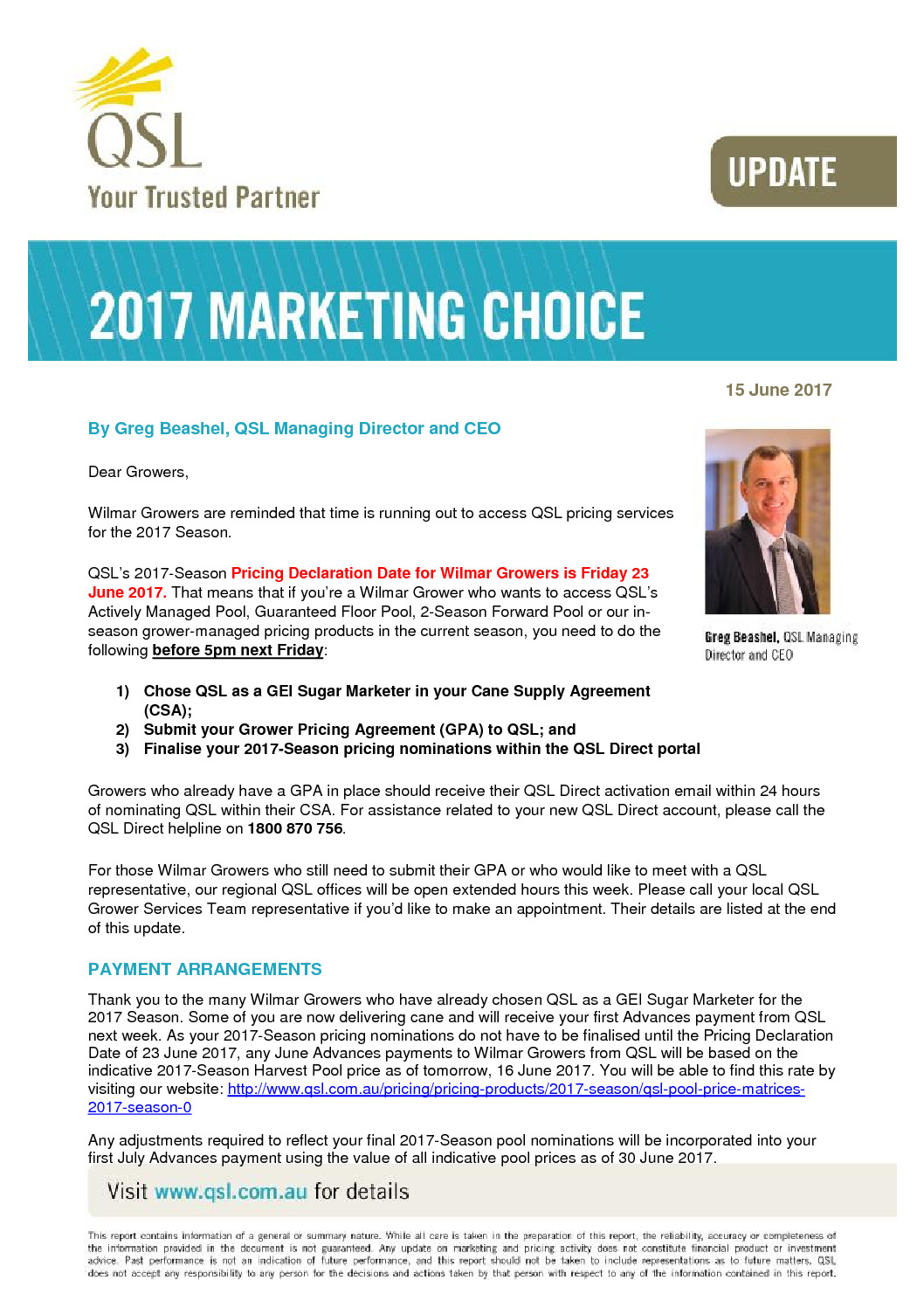 thumbnail of Marketing Choice Update – 15 June 2017