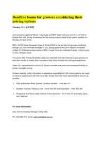 thumbnail of QSL MEDIA RELEASE – Deadline looms for growers considering their pricing options