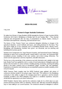 thumbnail of Media release- WISA Conference Bundaberg 2018