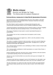 thumbnail of Media Release – Extraordinary measures to help North Queensland Farmers