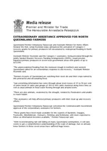 thumbnail of Media Release – Premier and Minister for Trade – Assistance