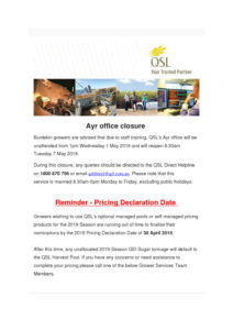thumbnail of QSL Notice – Ayr office closure
