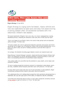 thumbnail of ERGON ENERGY – Media Release – Take Care