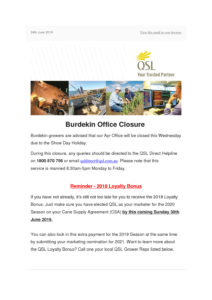 thumbnail of QSL Burdekin Office Closure & Loyalty Bonus Reminder Advice – 24th June 2019