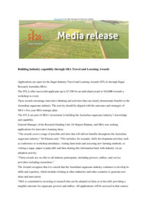 thumbnail of SRA Media Release – Building Industry Capability