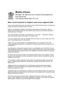 thumbnail of QLD Govt – Media Release – Minister for Agricultural Industry Development and Fisheries