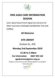 thumbnail of Aged Care Information Session – Monday 2 September 2019