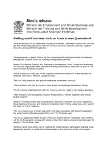 thumbnail of QLD Govt – Media Release – Getting small business back on track