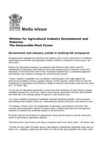 thumbnail of QLD Govt – Media Release – Minister for Agricultural Industry Development and Fisheries