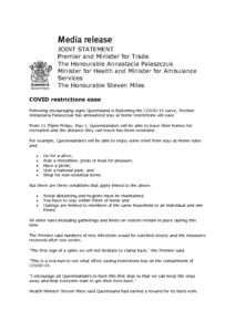 thumbnail of QLD Govt Media Release – COVID-19 Restriction ease