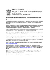 thumbnail of QLD Govt Media Release – Economists develop new online tool to help sugarcane growers