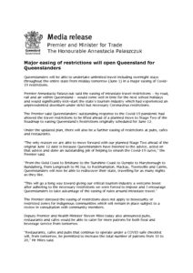 thumbnail of QLD Govt Media Release – Major easing of restrictions from 1st June