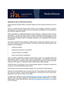 thumbnail of SRA Media Release – Applications open for SRA Board positions