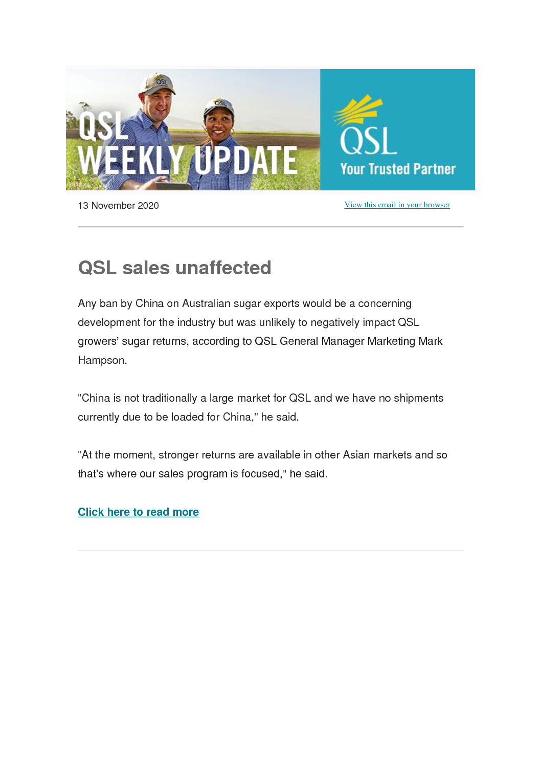 thumbnail of QSL Weekly Update – 13 November 2020