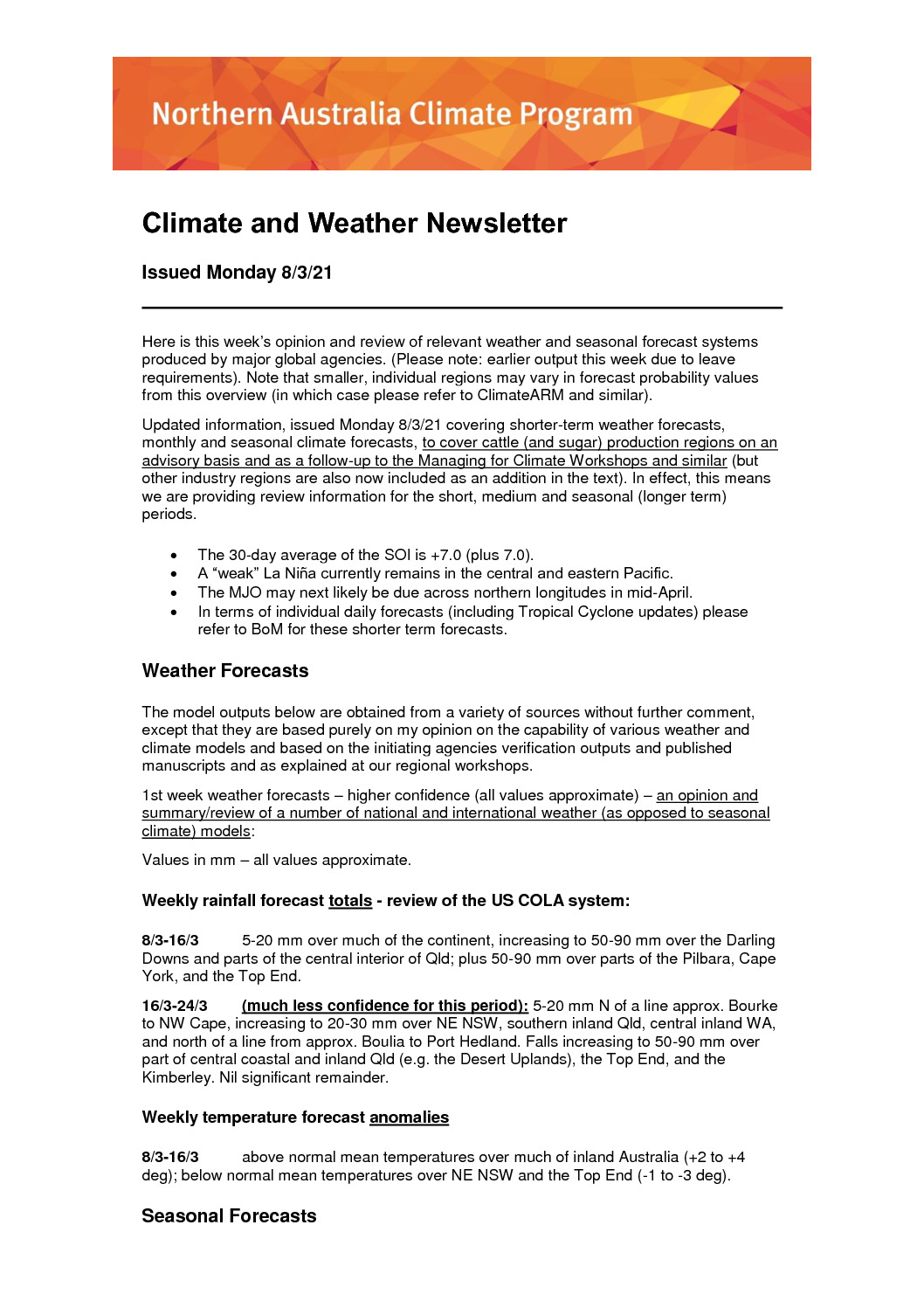 thumbnail of Climate and Weather Newsletter