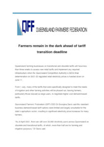 thumbnail of QFF Media Release – Farmers remain in the dark ahead of tariff transition deadline