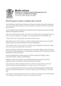 thumbnail of QLD Govt Media Release – Reef Program making a splash in schools
