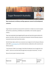 thumbnail of SRA Media Release – New Investments