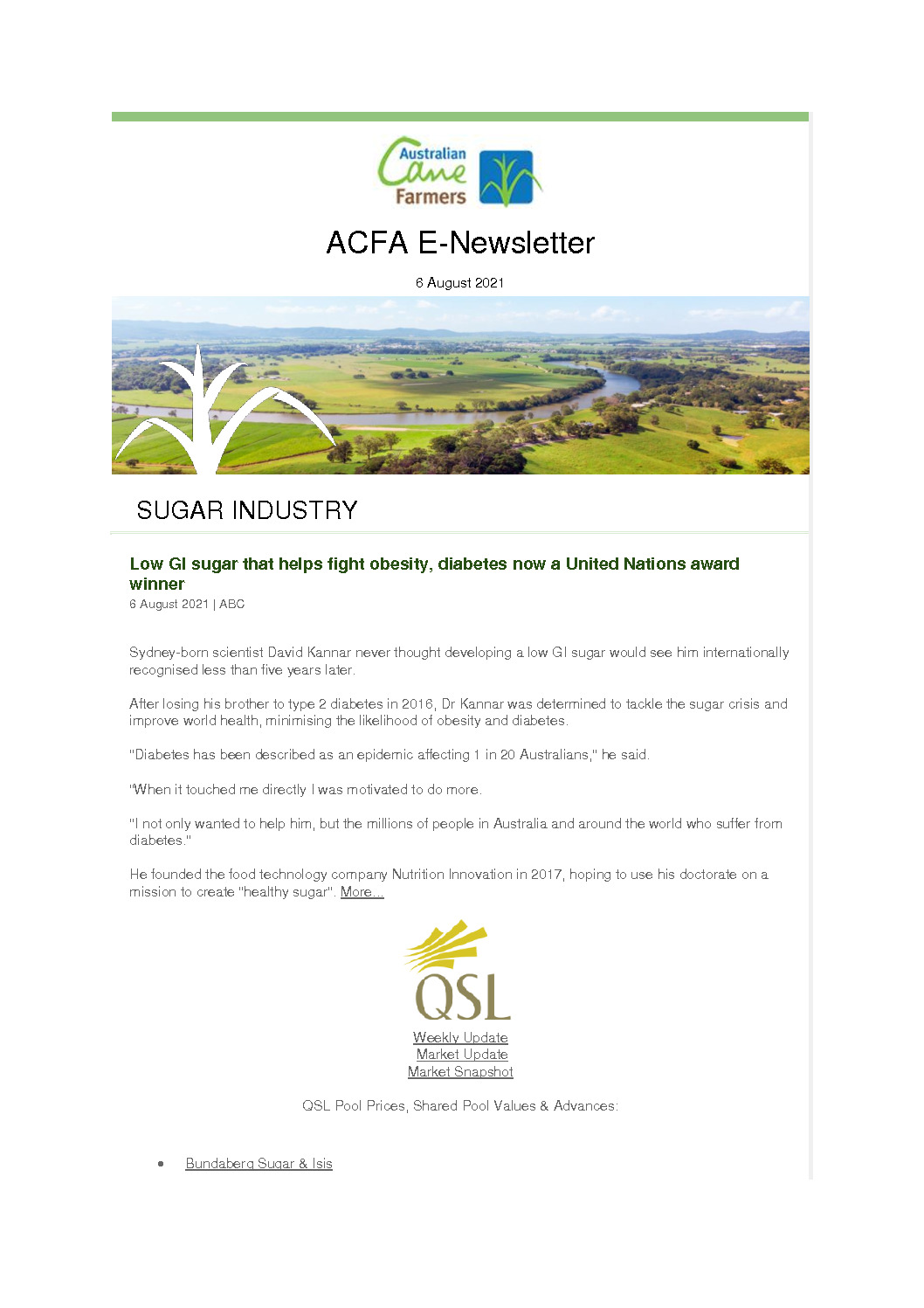thumbnail of ACFA E- newsletter – 6th August 2021