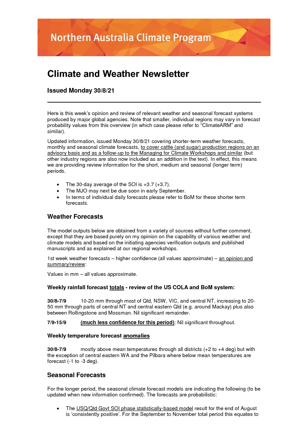 thumbnail of Climate and Weather Newsletter