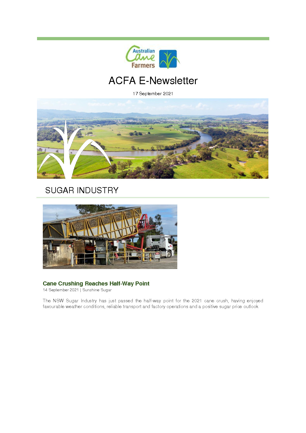 thumbnail of ACFA ENewsletter – 17th September 2021