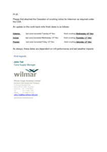thumbnail of Wilmar Cesation Notice – 8th November 2021