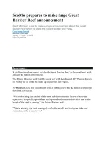 thumbnail of Media Release – ScoMo prepares to make huge Great Barrier Reef announcement